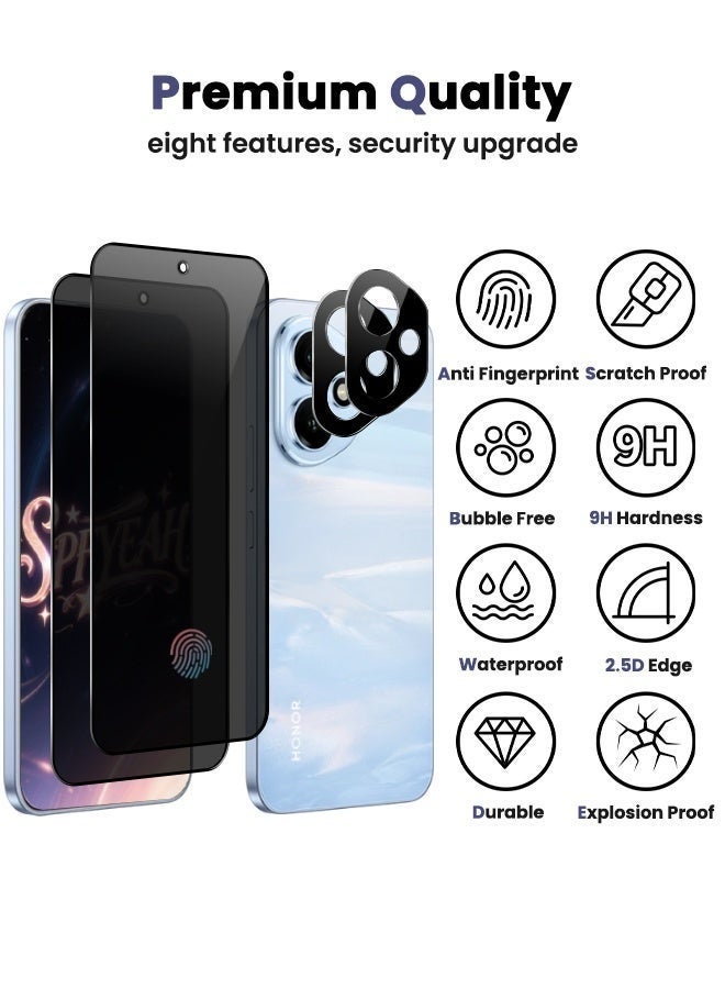 Nova future [2+2 Pack] Honor 400 Privacy Screen Protector with Camera Lens Protector, [28° Anti-Spy][9H Hardness][Fingerprint Unlock][Touch Sensitive][Anti Scratch][Bubble Free][Case Friendly] Protector Set for Honor 400 5G 6.55 inch (Boxed, 2+2 PCS) - Image 4